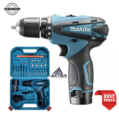 Makita Cordless Drill Machine Set - 25pcs With 12V Double Battery. 
