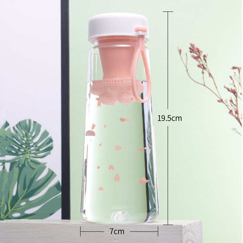 Kawaii Cat Paw Cup Cute Plastic Water Bottle with cat claw Infuser Strainer Filter 550ml for Drinkware Portable Drinking Bottle. 