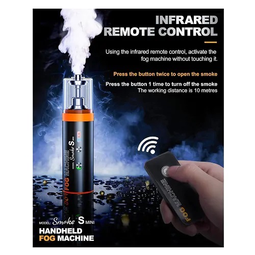 LENSGO Smoke S Mini All-in-One Handheld Fog Machine with Wireless Remote (15W). 