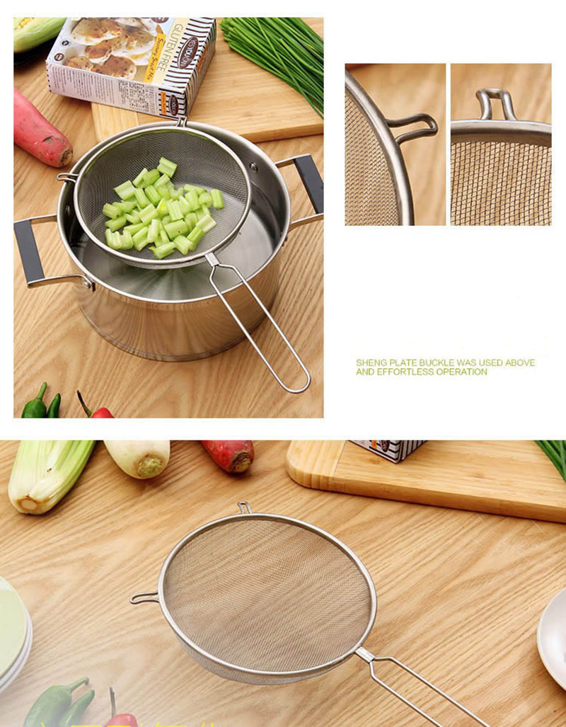 10" long Stainless Steel Fine Mesh Strainer, Colander Sieve Sifters with Long Handle. 