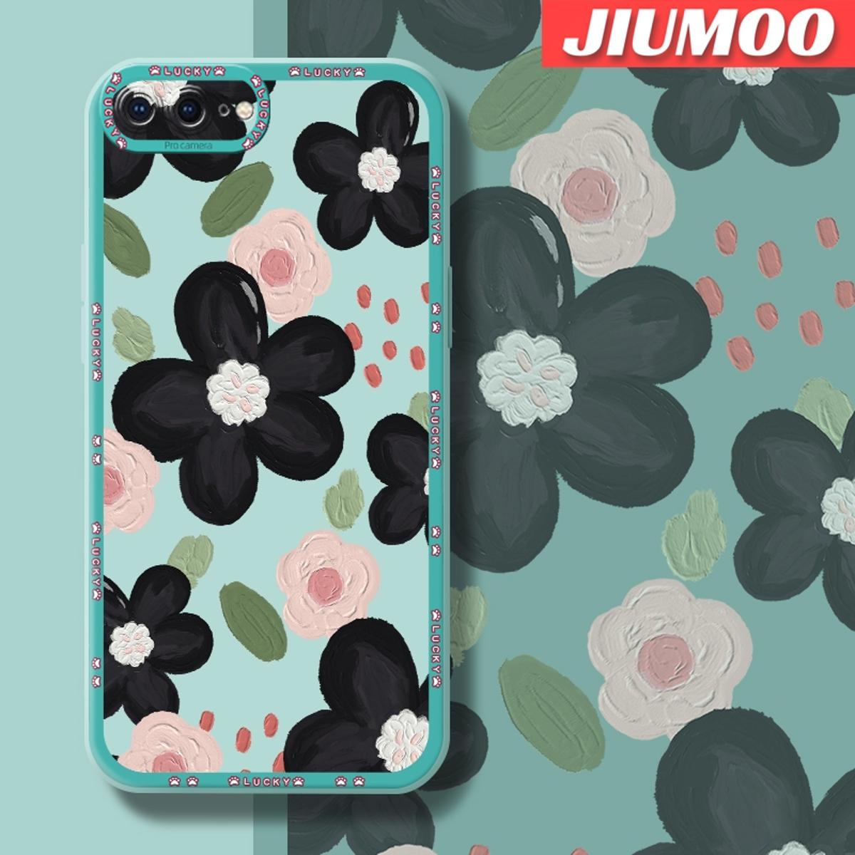 JIUMOO Case For Iphone 8 Plus Case Cartoon Clear Flower Thin Shockproof Square Edge Silicone Casing Full Lens Cover Camera Protect Cases Softcase