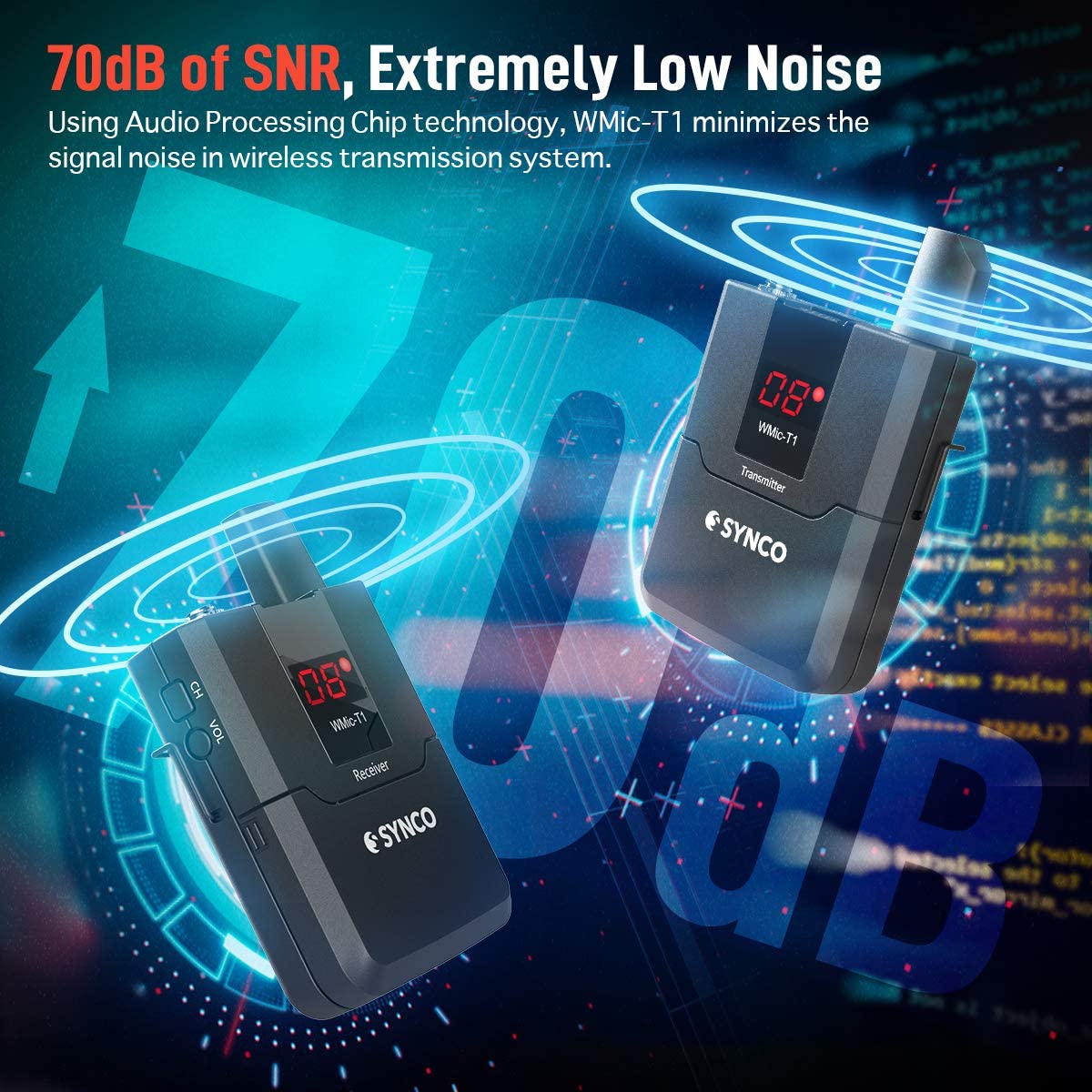 Synco Audio WMic-T1 Camera-Mount 16-Channel UHF Wireless Lavalier Microphone System. 