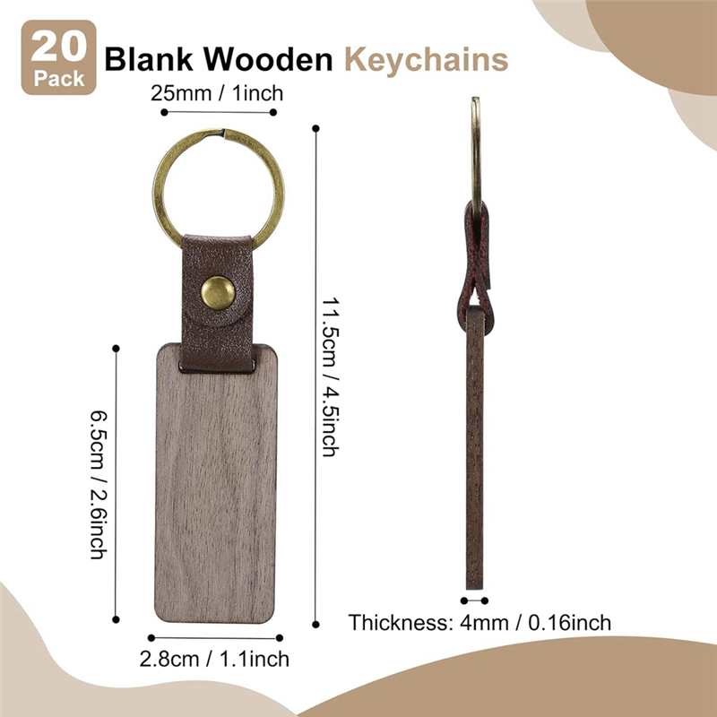 Wood Keychain Blanks Wooden Keychain Blanks Personalized Keychain Tags Small Key Chain Bulk for Laser Engraving. 