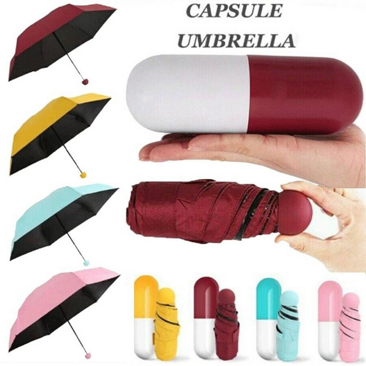 Pocket capsule umbrella sun UV protection