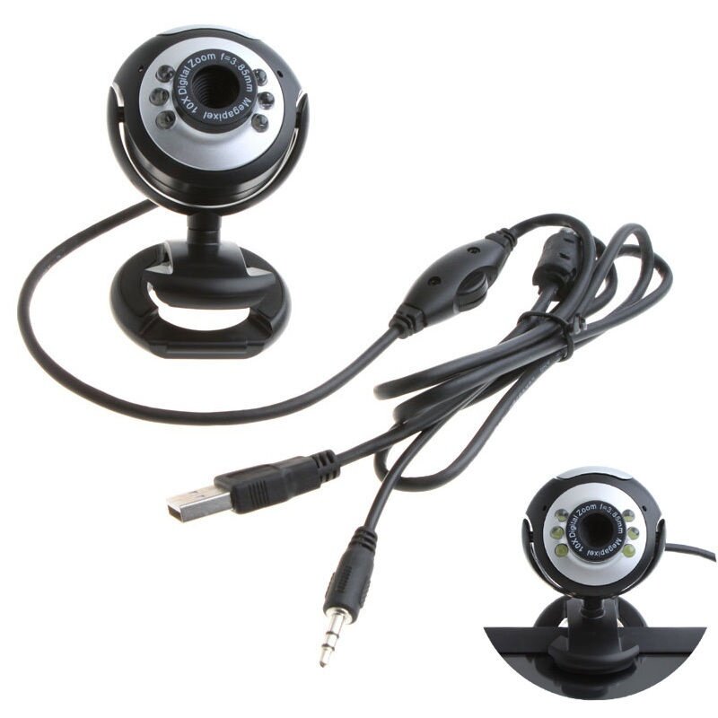 6 LED HD Webcam USB 2.0 50.0M PC Camera Web Cam with MIC for Computer PC Round. 