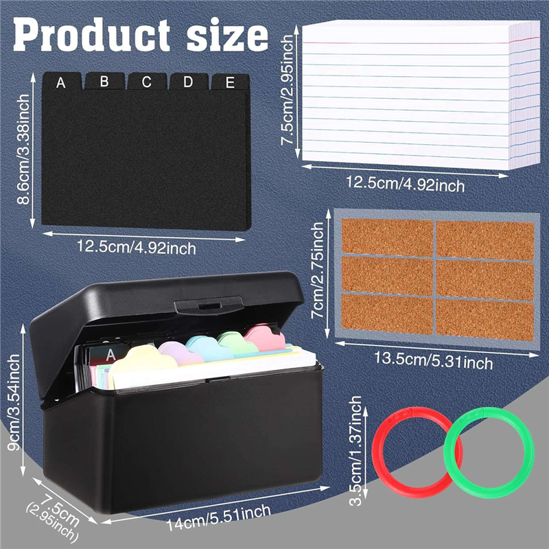 Index Card Holder + Lock Collapsible Index Card Box Fits 3X5-Inch Flash Cards - Business,or Note Card Storage Boxes Paper Index Card Holder. 