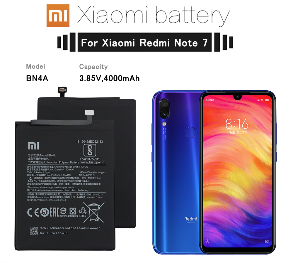 Mobile Battery BN-4A for Mi Redmi Note 7 & 7 Pro-4000mAh. 