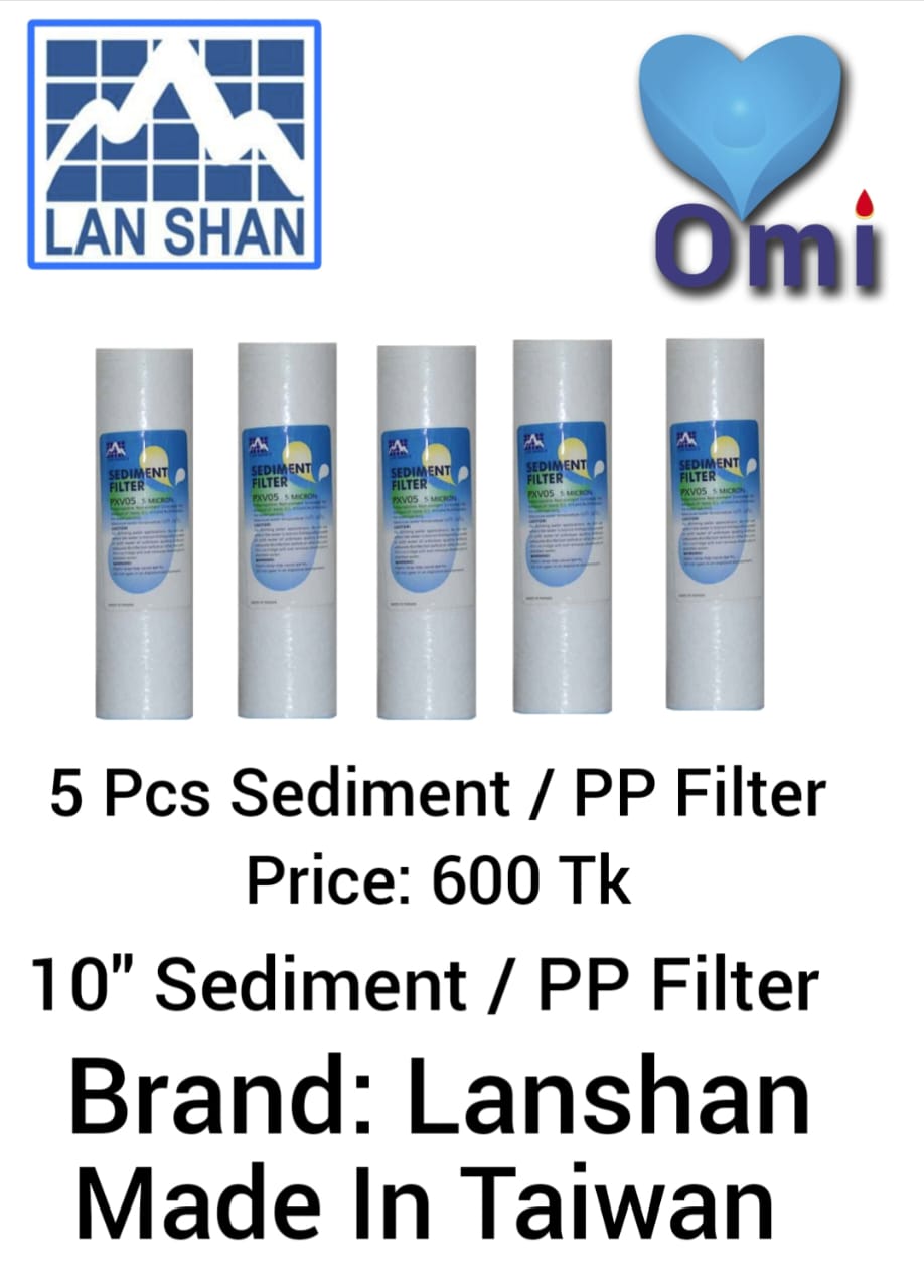 5 Pcs Lan Shan PP filter cartridge Combo Pack (10 Inch). 