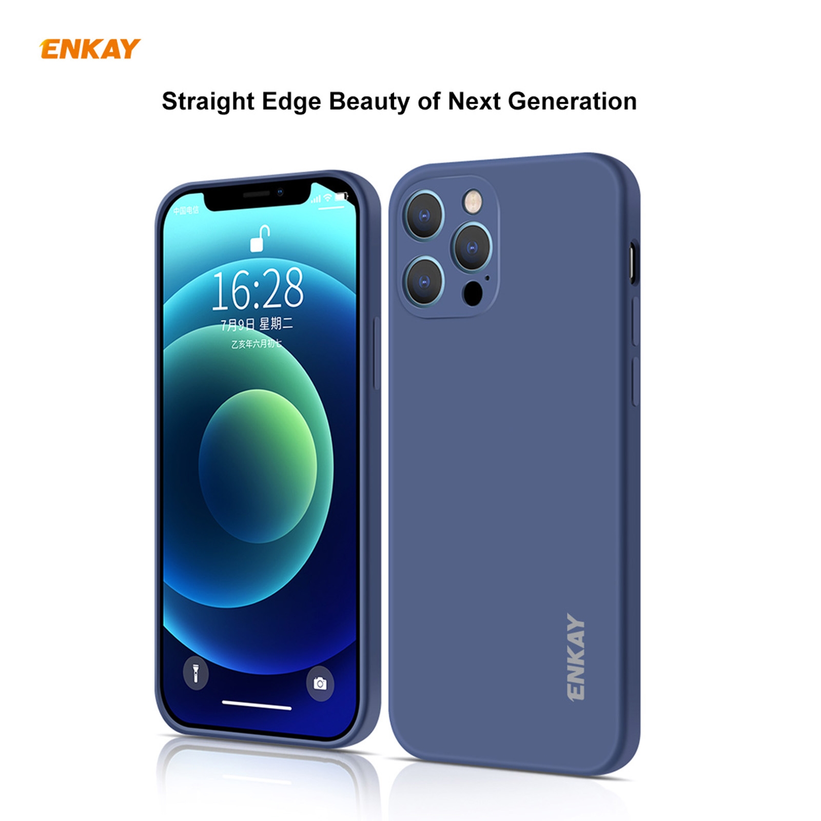 （COD)For iPhone 12 Pro Hat-Prince ENKAY ENK-PC069 Liquid Silicone Straight Edge Shockproof Protective Case. 