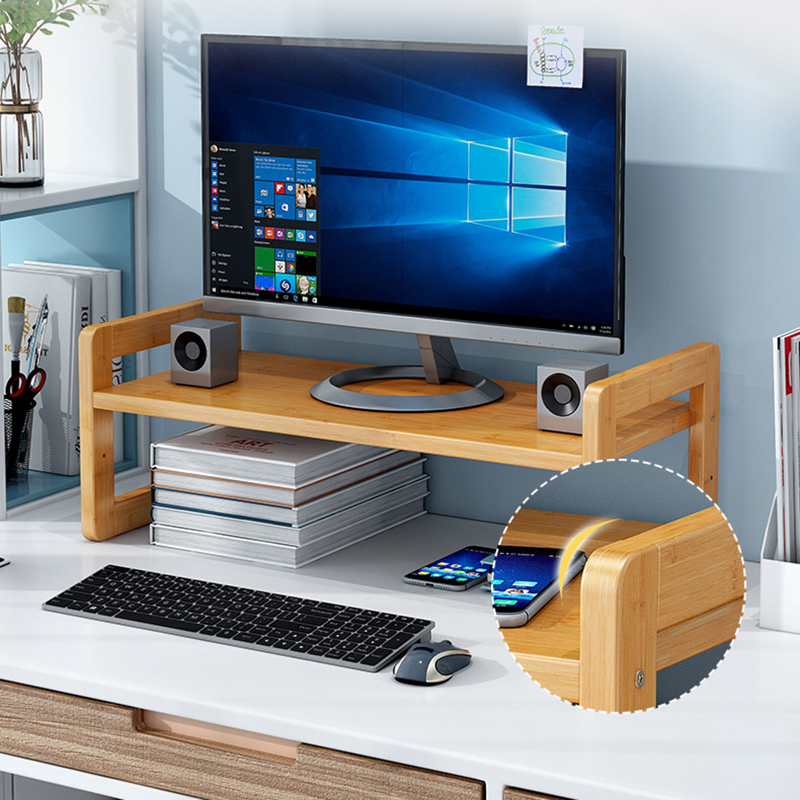 Vividaea Stylish Monitor Stand Wooden Monitor Stand Riser with Sh Strong Ergonomic Design Easy Assembly Elted Rk Ideal for Storage Rk. 