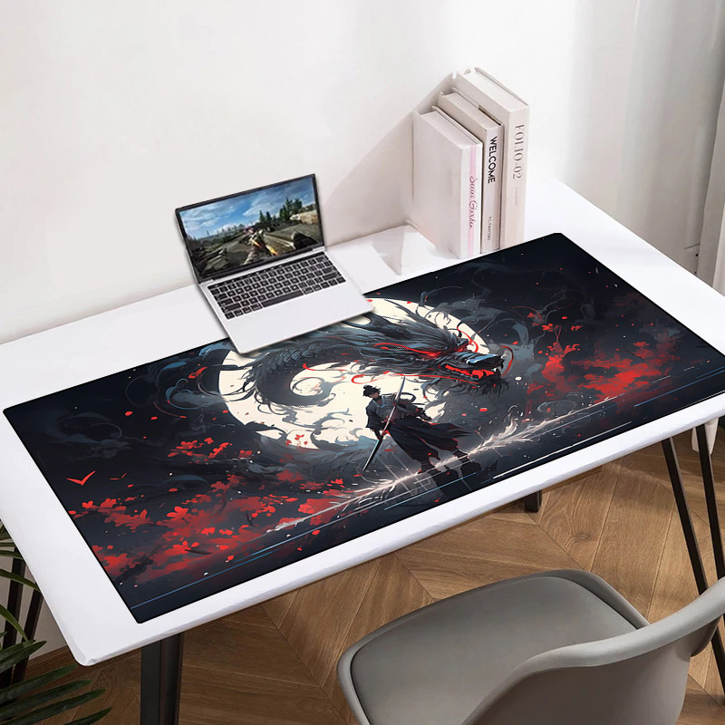 Moon Samurai Xxl Mouse Pad 900x400 Non-slip Rubber Keyboard Gaming Mats Playmat Deskpad Computer and Office Mousepad Anime Gamer