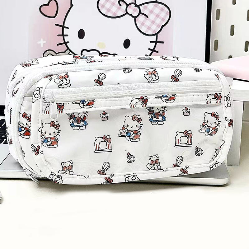 1Pcs Cute Hello Kitty Pencil Box Large Capacity Multifunctional Cartoon Pencil Case Visual Window Student Stationery Storage Bag. 