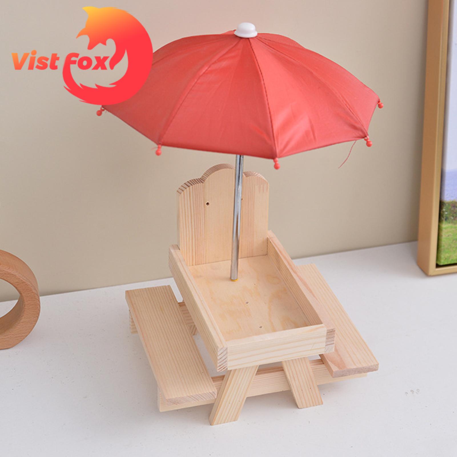 Squirrel Picnic Table Feeder Handmade Wood Squirrel Feeder with Red Umbrella Outdoor Picnic Table for Chipmunks Rain Protection Moisture-proof Waterproof Shade for Garden Buyers' Favorite Shade. 