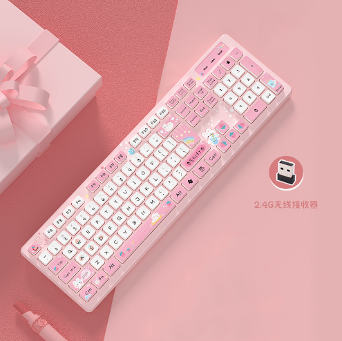 Kawaii wired keyboard milk tea rabbit cute pink cute chocolate wired keyboard girls keyboard creative coloring wireless keyboard. 
