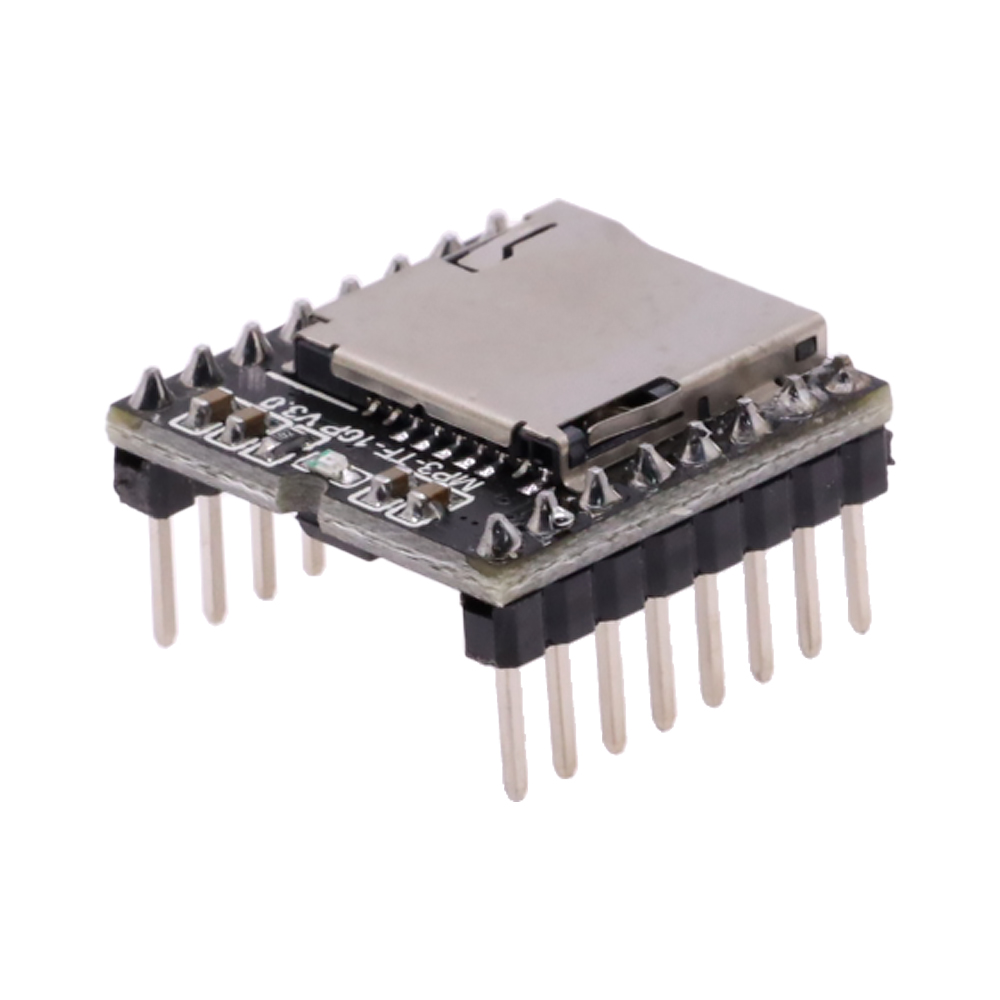 DFPlayer Mini MP3 Player Module MP3 Voice Decode Board Supporting TF Card U-Disk IO/Serial Port/AD MP3-TF-16P for Arduino UNO. 