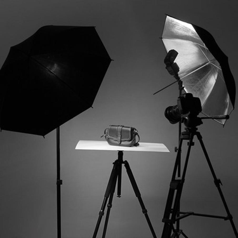 83cm Photo Studio Video Flash Light Umbrella Portable Black Silver Photography Reflective Reflector For Indoor Outdoor. 
