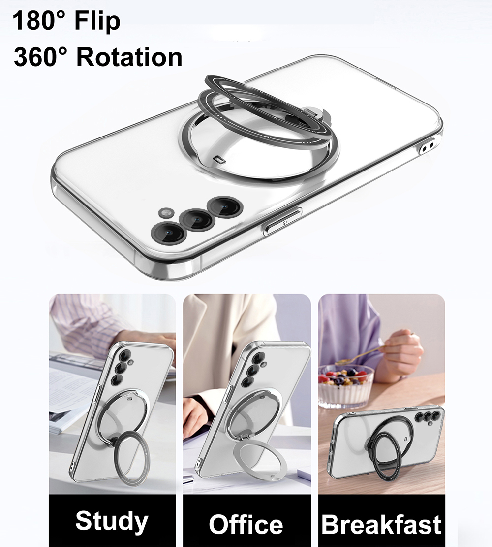 For Samsung Galaxy A34 5G Ring Stand Ultra Thin Drop Proof Case For SamsungA34 GalaxyA34 Plating Magsafe Bracket Back Cover Fingerprint Resistance. 