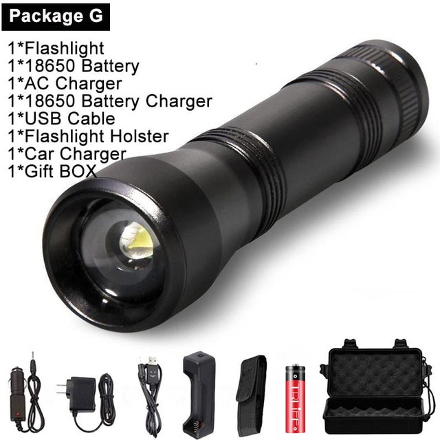 2000LM LED  UV Torch Ultraviolet Lamp L2/T6 White Light 18650 Rechargeable 5 Modes Zoom 395nm Blacklight-UV Light - Package G - UV Light. 