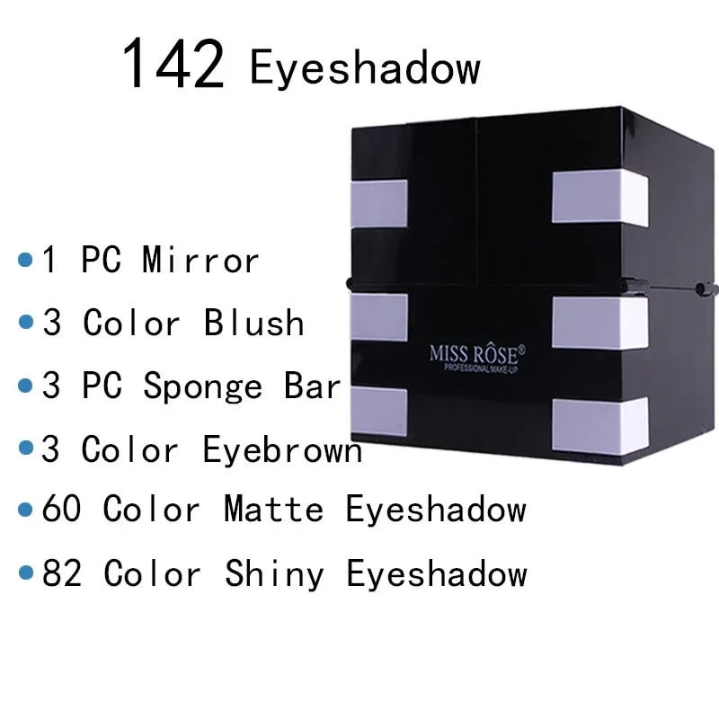 Miss Rose Makeup Case Set Kit-Ultimate Color Combination-Holiday Gift Set Cosmetic Eye Shadow Lip Gloss Blush Brow Combo Palette JokeT. 