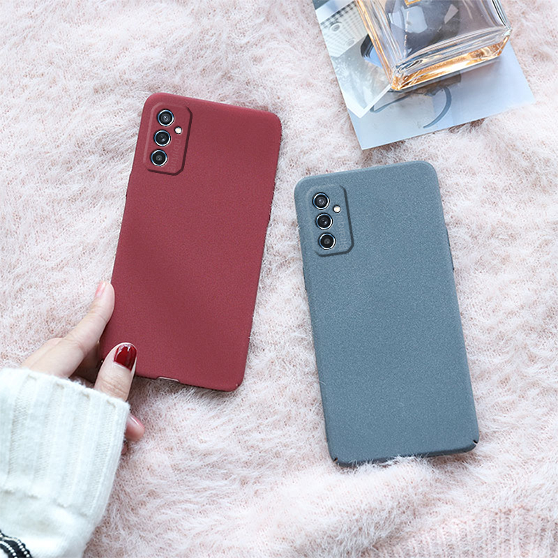 Tokifu For Samsung Galaxy M52 5G Back Cover Matte Simple Solid Color Soft Silicone TPU Case +Lanyard. 