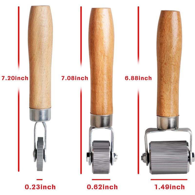 Car Sound Deadening Hand Roller Sound Noise Insulation Tool 3PCS For Auto Noise Roller Car Sound Deadener Application Installation Tool Rolling Wheel Interior Accessories Working Area with Wood Handle
