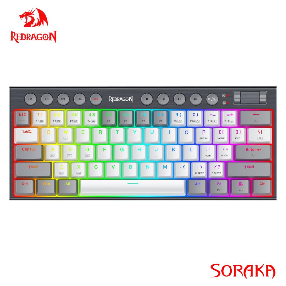 REDRAGON Soraka K647 RGB USB Mini Slim Ultra-Thin Designed Wired Mechanical Gaming Keyboard Red Switch 61 Keys for Compute PC