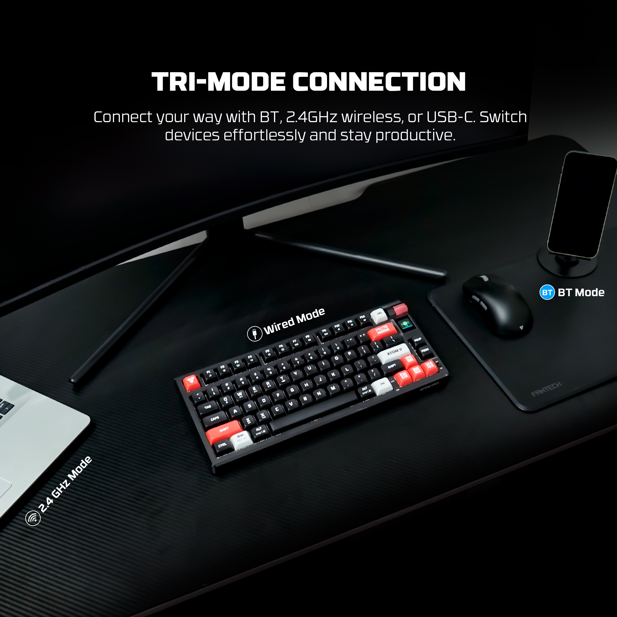 FANTECH MK917 ATOM PRO79 Wireless Rechargeable Mechanical Gaming Keyboard. 