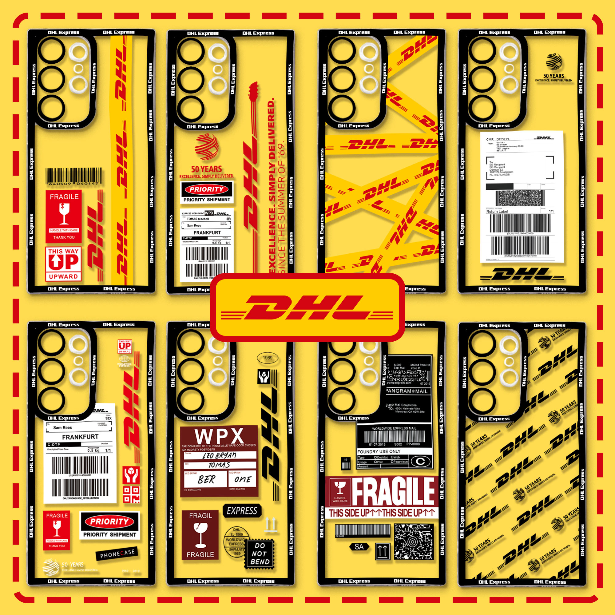 DHL Express 50th Phone Case For Xiaomi Redmi Note 13 12 12C 11 10 10C 10s 9 9s 9A 9T 9C 8 7 Pro Max 4G 5G Transparent Cover