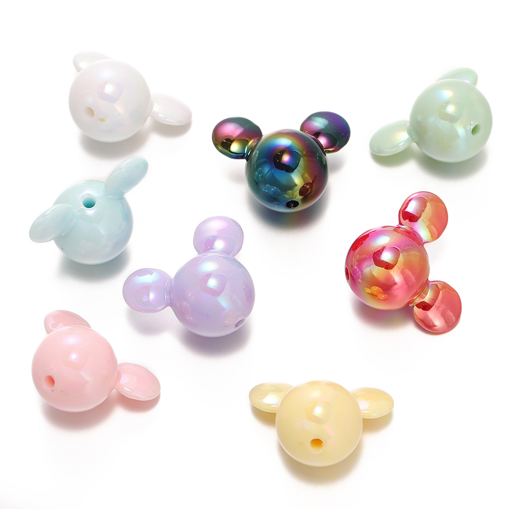 St.kunkka 2pcs 23.5x29.5mm Mickey Mouse Head Beads Acrylic UV Color-Plated Mickey Mouse Head Beads For DIY Beaded Bracelet
