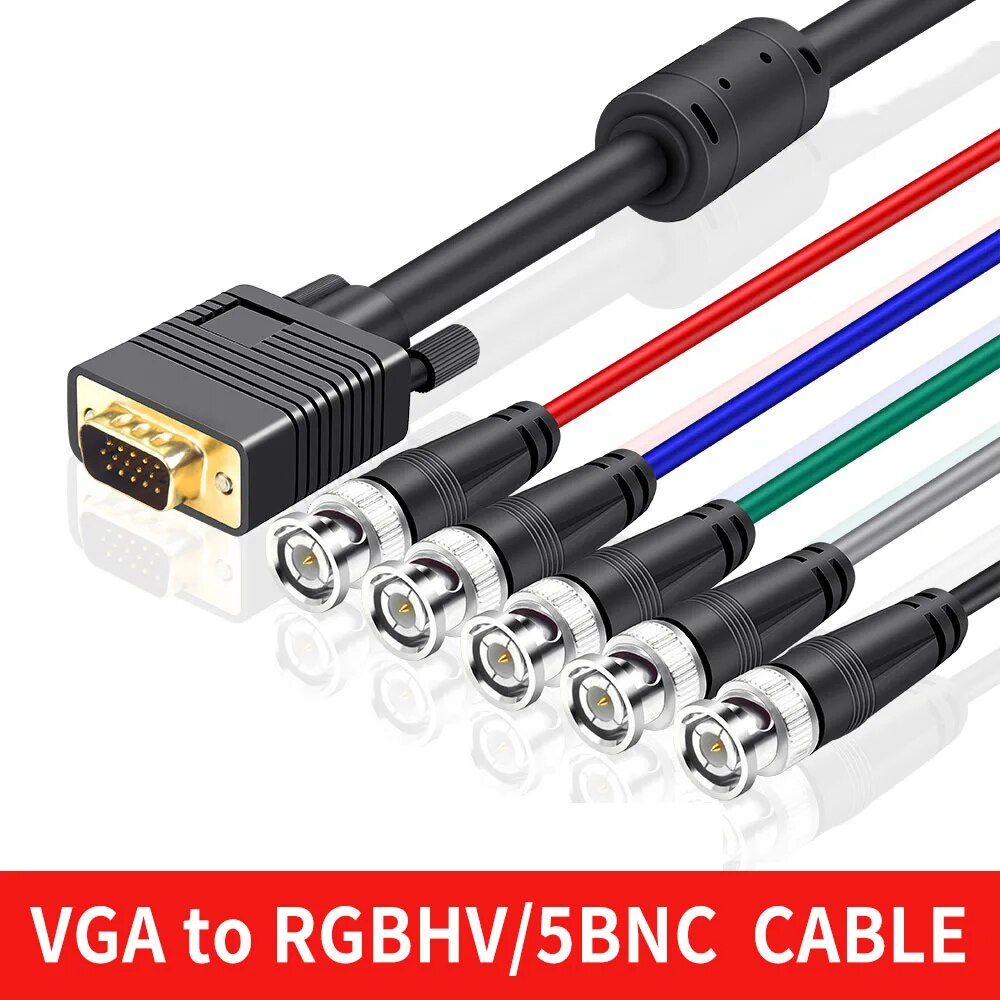 VGA to RGBHV Video HDB15 to 5 BNC RGB Video Cable for HDTV Monitor cable. 