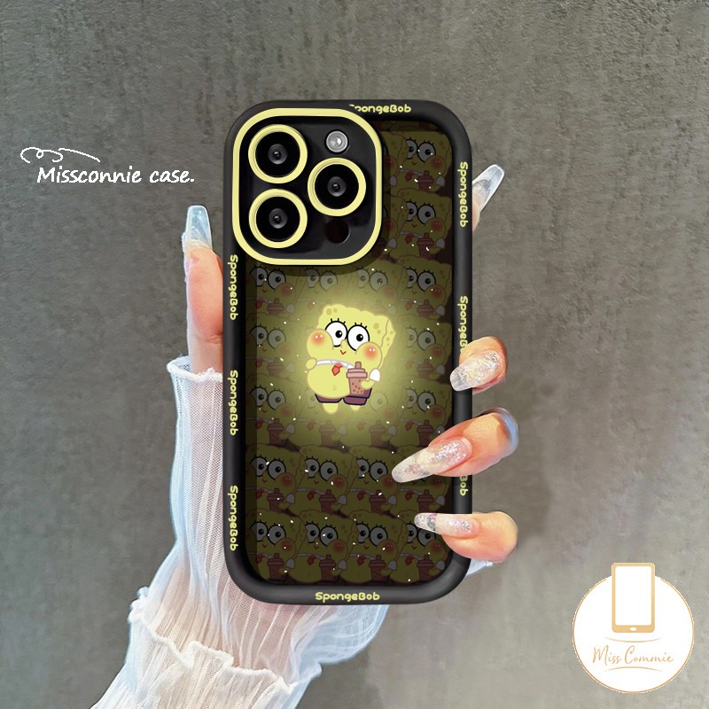 Fun Cartoon Couple Glowing Milk Tea Sponge Case Compatible for Vivo Y27 Y27s Y35 Y21s Y33 Y22 Y17s Y18E Y20i Y31 Y18 4G Y100 Y17 Y20 Y36 Y30 Y12 Y15s Y21 Angel Eye Mask