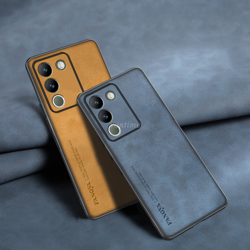 Vantime for Vivo V29e 5G Case Soft Pure Leather Slim Matte Back Cover. 