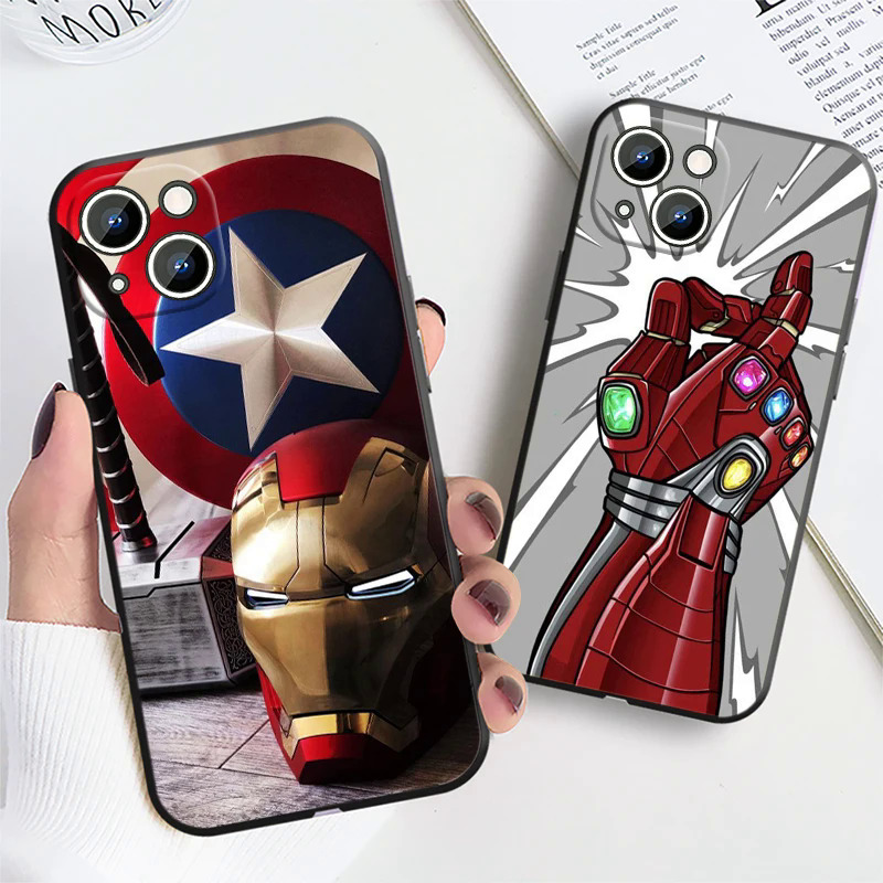 Marvel Iron Man Phone Case For Apple iPhone 14 13 12 11 Pro Max mini XS XR X 8 7 6S 6 Plus Black Soft Funda Back Cover Coque. 