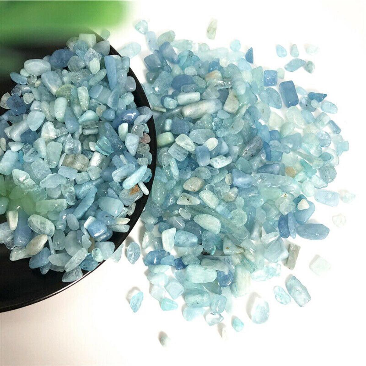 【happy one】Drop Shipping 50g 5-8mm Natural Tumbled Crystal Aquamarine Stone Gemstone Reiki Decor Natural Stones and Crystals