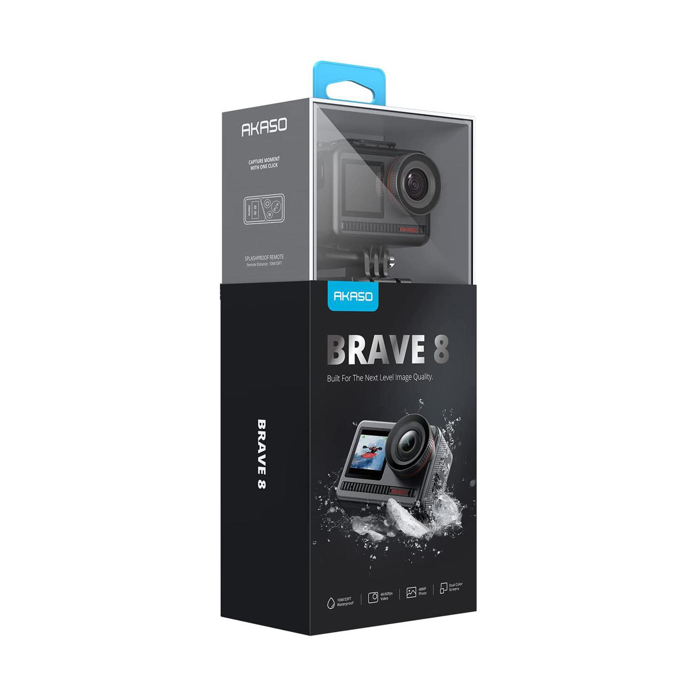 AKASO Brave 8: 4K60fps Action Camera With Dual Screens - 48MP Photos - 8K Time-Lapse and Underwater Support. 