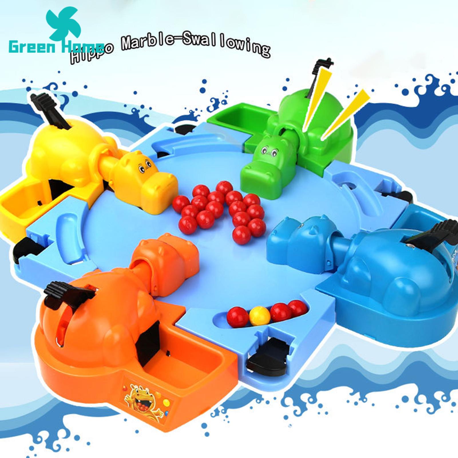 Green Home Swallowing Hippo Toy Smooth Surface Hungry Hippo Food Grabbing Parent-child Board Game. 