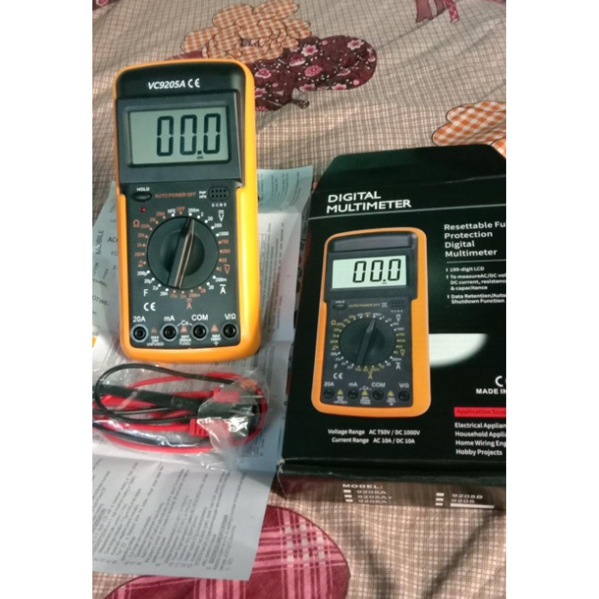 VC9205A Digital Multimeter Capacitance Multi Meter with Probes,  Measured Voltage(V), Current(Amp), Resistance(Ohm), Capacitance(Henry),. 