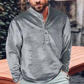 Shirts Men In 2019 New Style Golden Velvet Long Sleeve Fashion