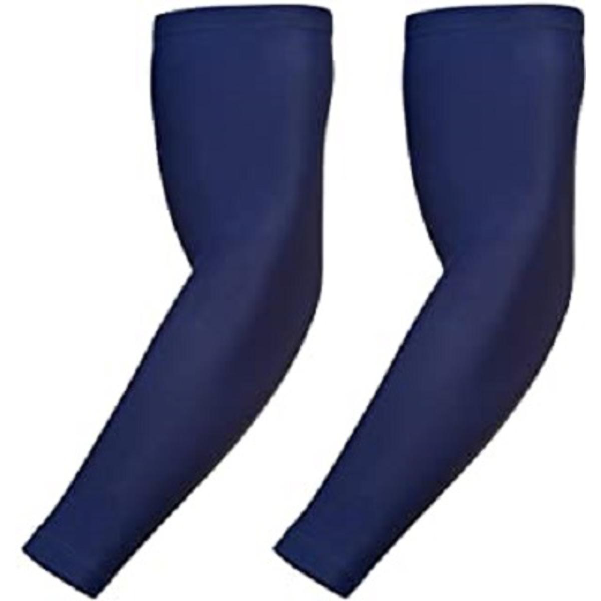 Men's and Women's Cotton Full Hand Arm Sleeves (Navy Blue, Free Size) Pack Of 1 Pair (Navy Blue)