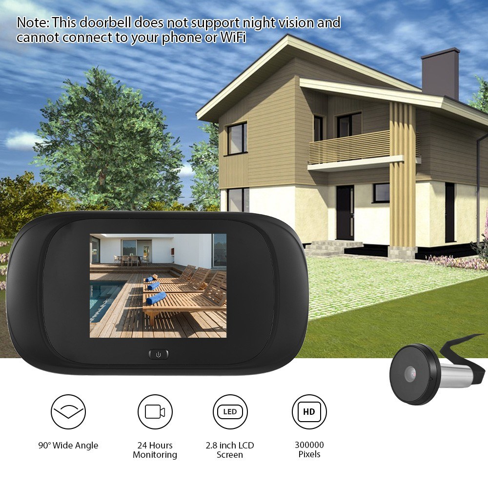 Digital Door Viewer Front Door Peephole Camera 2.8-inch Color Display Screen Monitor 90 Degree Wide Angle Home Visual Doorbell Peephole Viewer for Home Apartment Security System Wireless Viewer Camera. 