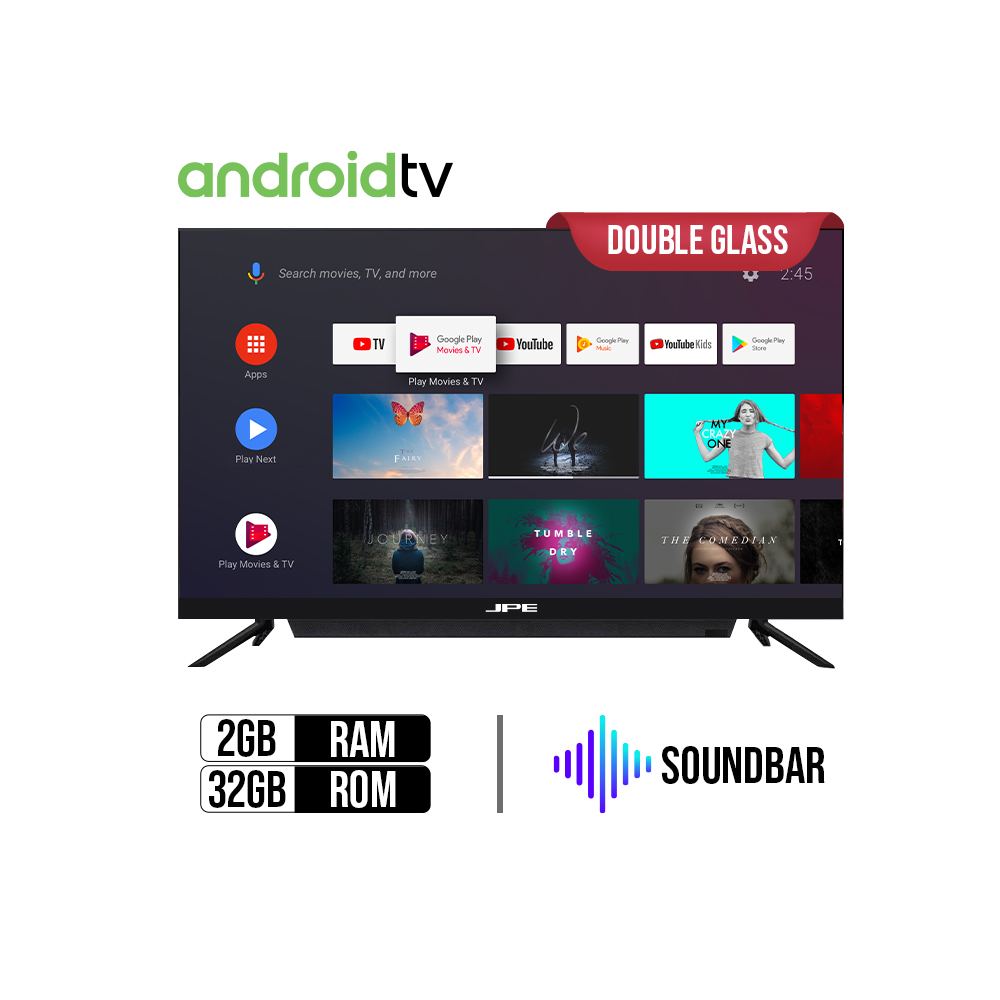 JPE 32" TV Dual Glass Protection With Soundbar