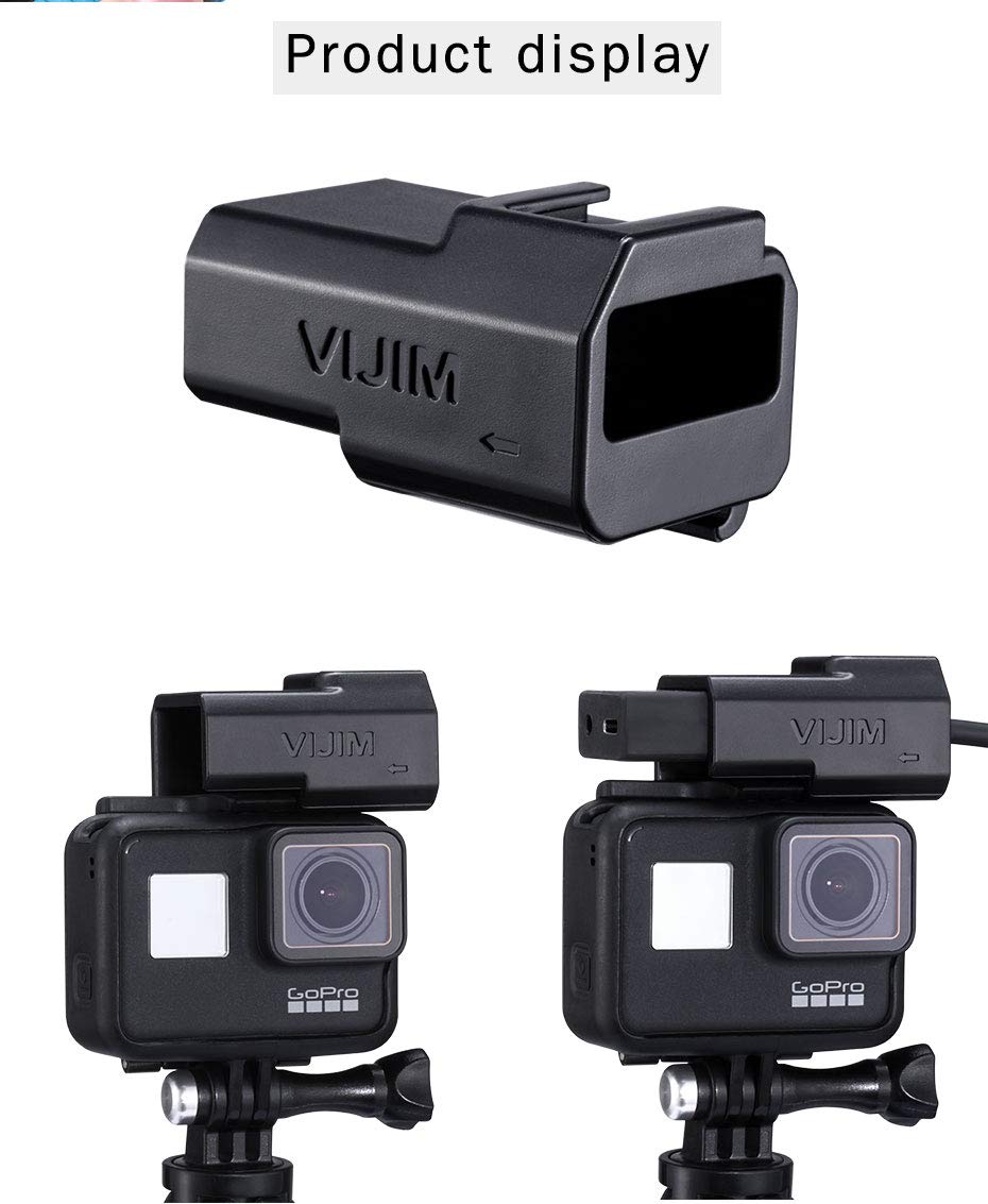 VIJIM GP-3 Microphone Mount for GoPro Hero 7, 6, 5 and Housing for Mic Adapter, Works GoPro Case with Universal Cold Shoe Adapter. 