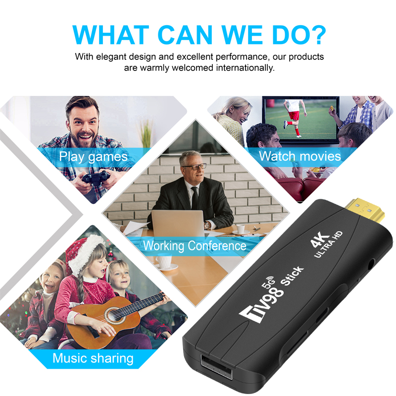 Ultra HD TV98 TV Stick Android 12.1 4K Smart Android TV Box 2.4G 5G WiFi Smart TV Box H.265 Network Media Player Set Top Box. 