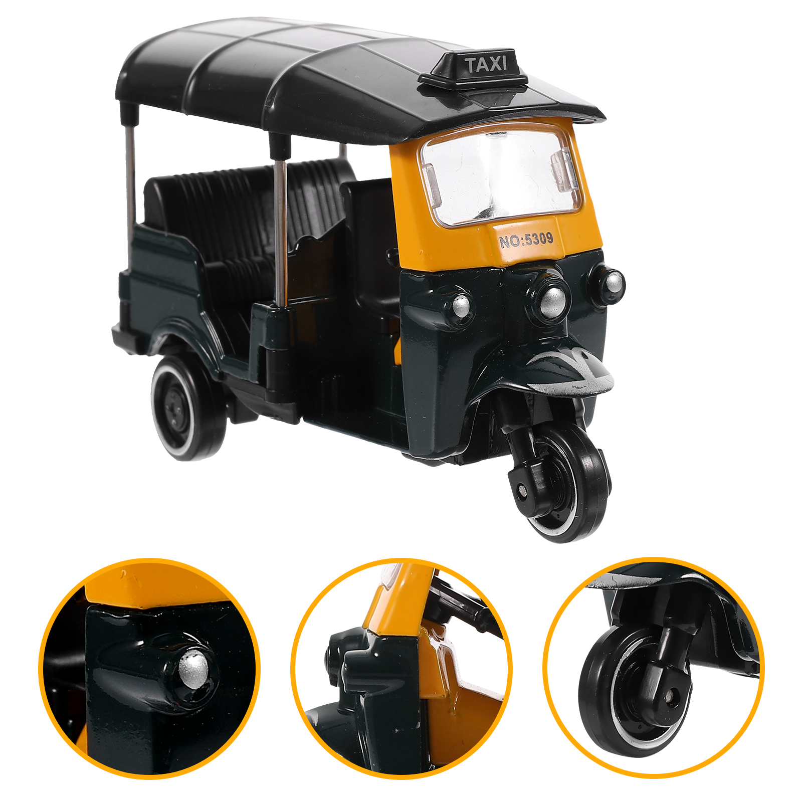 Thai Tricycle Model Toy Simulation Tuk Tuk Car Figurine Children Vehicle Toy Modeling Desktop Cake Topper Decoration Birthday. 
