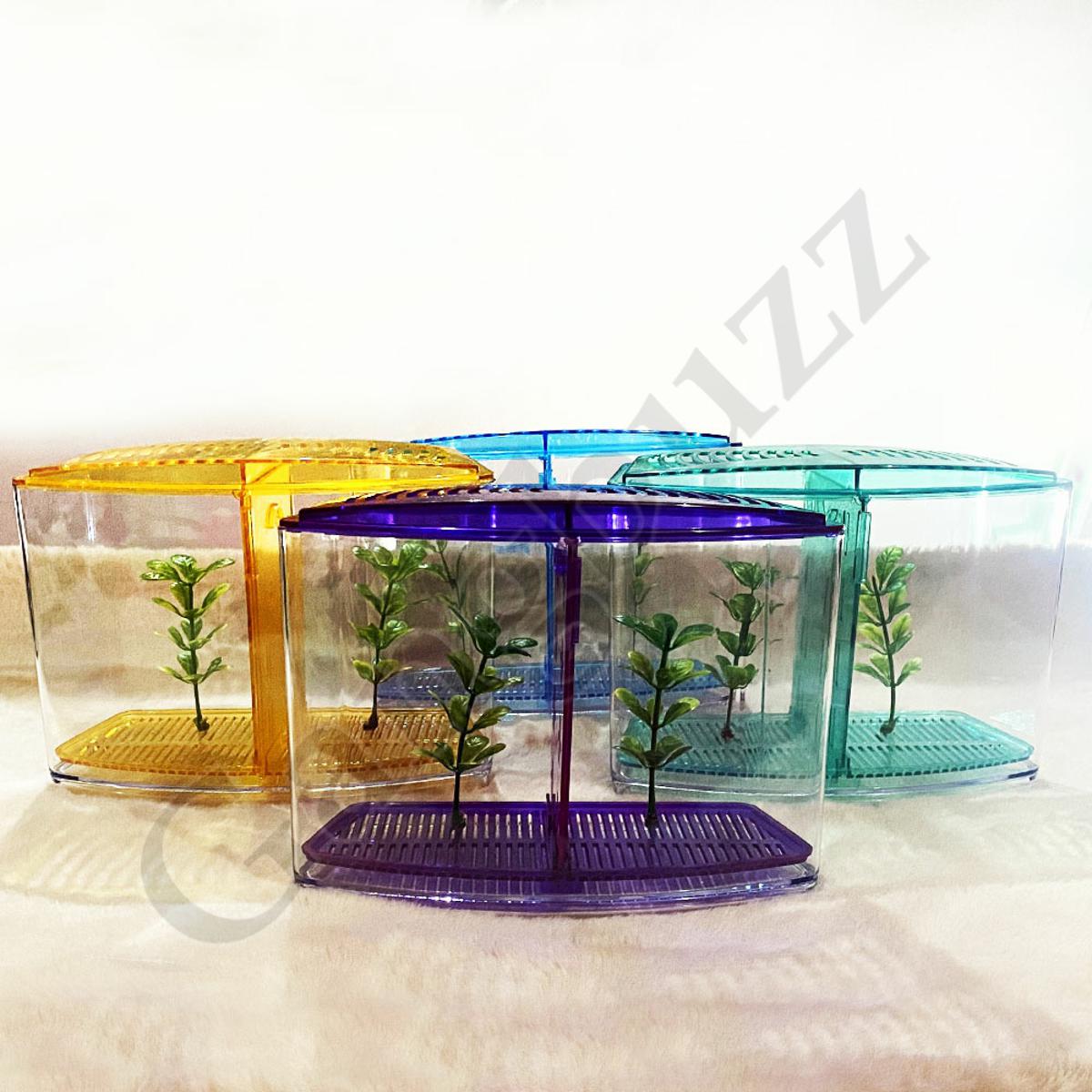 Taiyo Desktop Double Betta Fish Tank - Dual Compartments, Hexagon Shaped, 1.3 Liter, High-Quality Plastic Desktop Fighter/Betta Aquarium Tank
