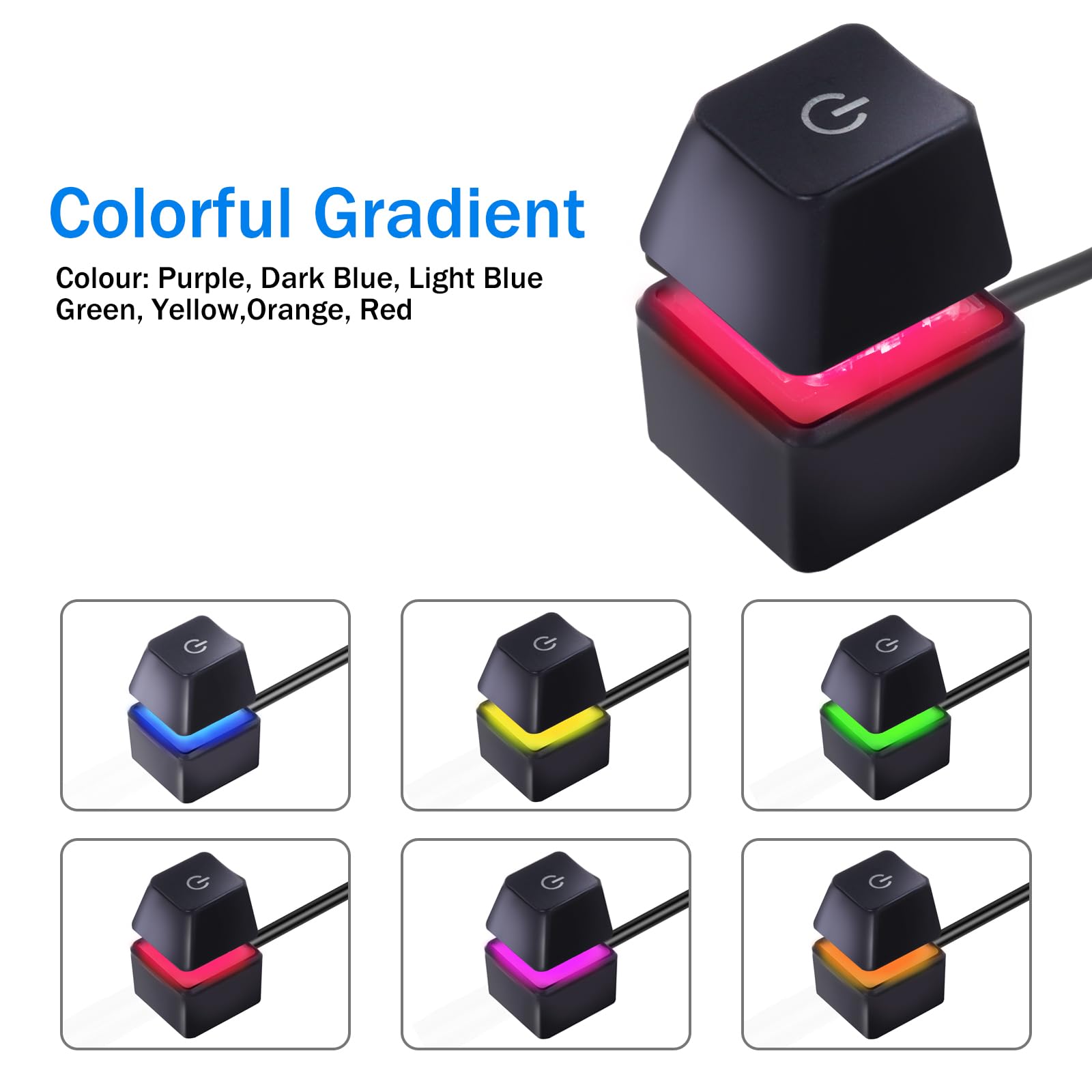 PC Power Button 6 Ft 7 Led Effect. 