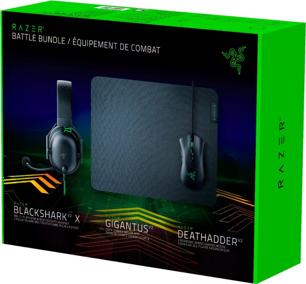 Razer Battle Bundle - DeathAdder V2 -BlackShark V2 X- Gigantus V2 M - Black. 