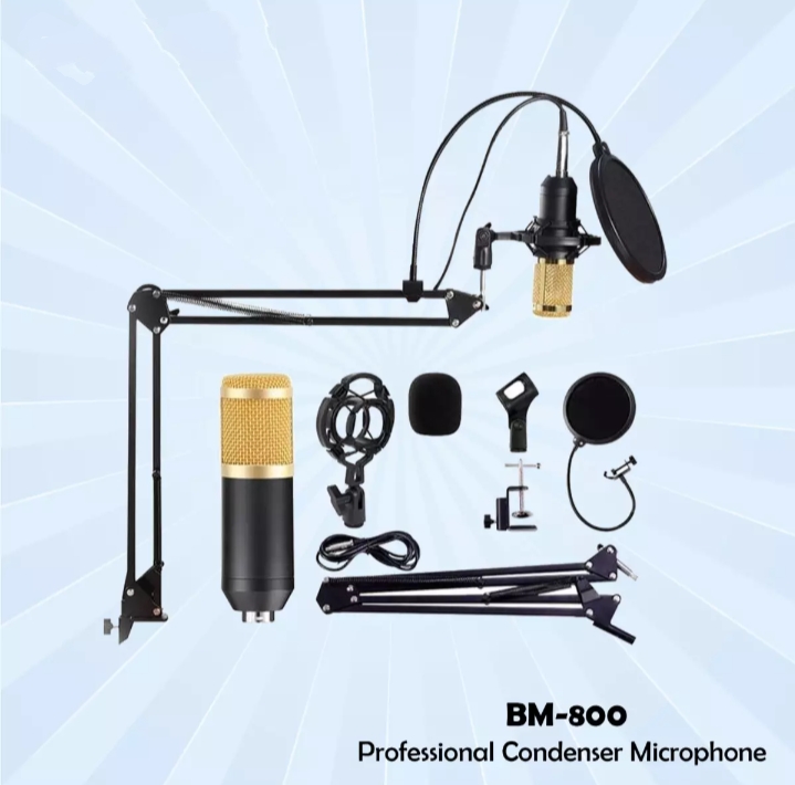 Professional Microfone Bm 800 With Pop Filter Bm 800 Studio Microphone Bm800 Condenser Microphone Kit Audio for Computer ASMR. 