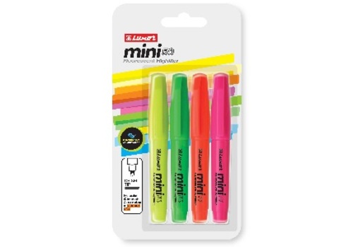 Luxor Mini Fluorescent Highlighter 4Pcs. Assorted. 