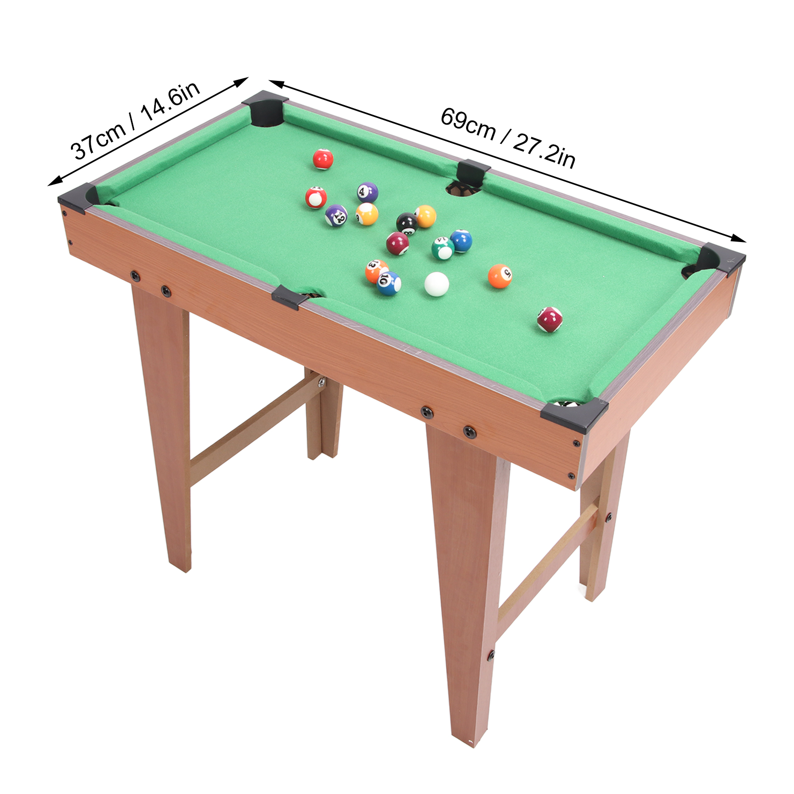 Tabletop Pool Table for Kids, Billiards Table for Kids Portable 1 Cue Ball 1 Racking Triangle 2 Pool Sticks 15 Colored Balls 1 Brush for Family Game Room. 